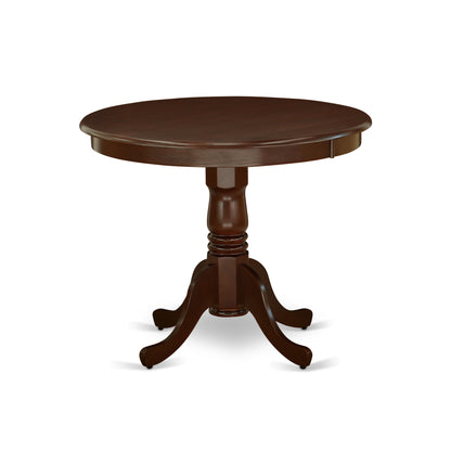 3-Piece Mahogany Dining Set with Round Table & 2 Slat-Back Chairs