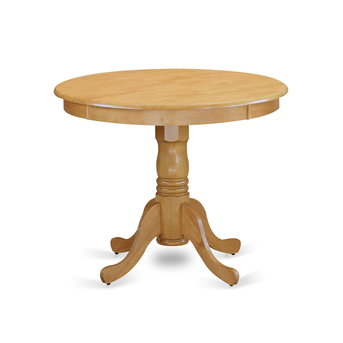 3-Piece Oak Dining Set with Round Table & 2 Slat-Back Chairs