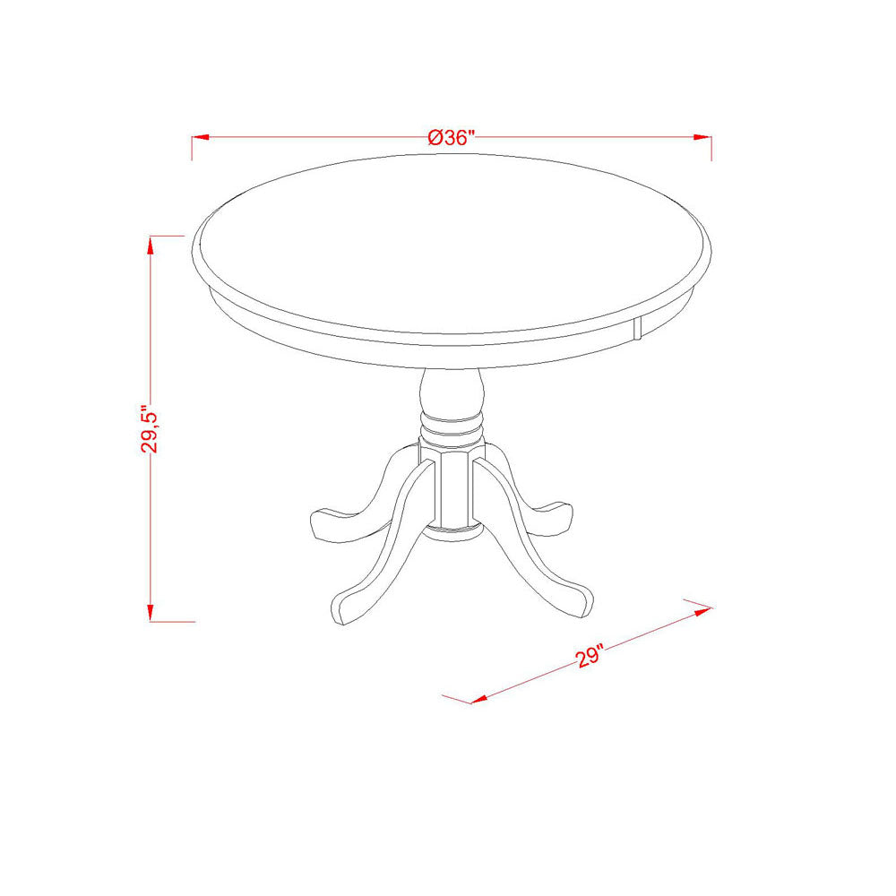 3-Piece Oak Dining Set with Round Table & 2 Slat-Back Chairs