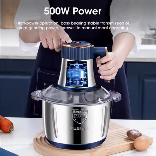 5L Electric Food Chopper and Meat Grinder with Stainless Steel Blades
