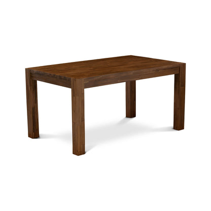 5-Piece Antique Walnut Dining Set with 4 Doeskin Linen Chairs