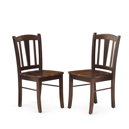 3-Piece Mahogany Dining Set with Round Table & 2 Slat-Back Chairs