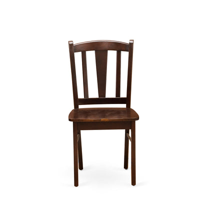 3-Piece Mahogany Dining Set with Round Table & 2 Slat-Back Chairs