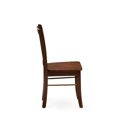 3-Piece Mahogany Dining Set with Round Table & 2 Slat-Back Chairs