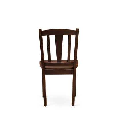 3-Piece Mahogany Dining Set with Round Table & 2 Slat-Back Chairs