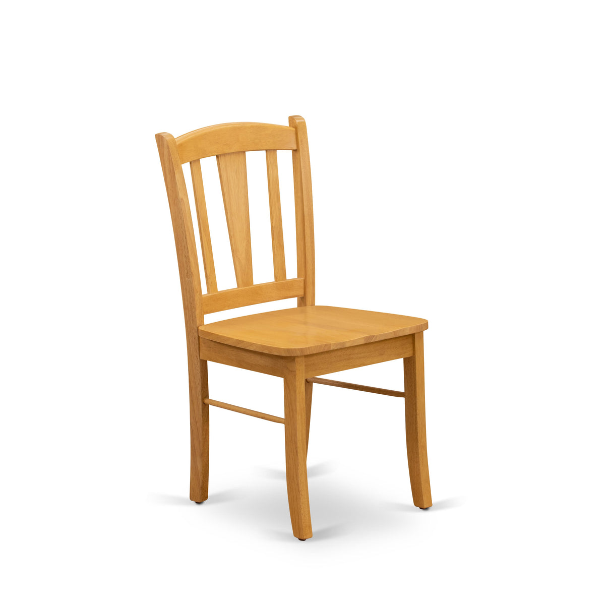3-Piece Oak Dining Set with Round Table & 2 Slat-Back Chairs