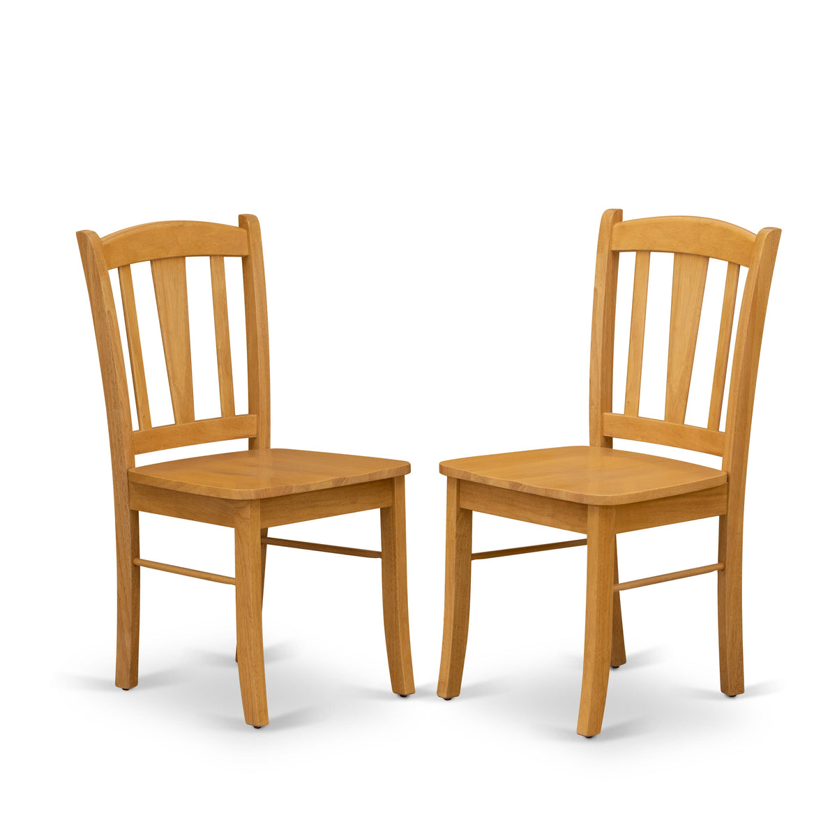 3-Piece Oak Dining Set with Round Table & 2 Slat-Back Chairs