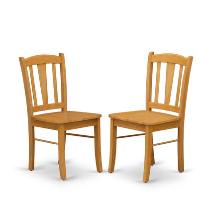 3-Piece Oak Dining Set with Round Table & 2 Slat-Back Chairs