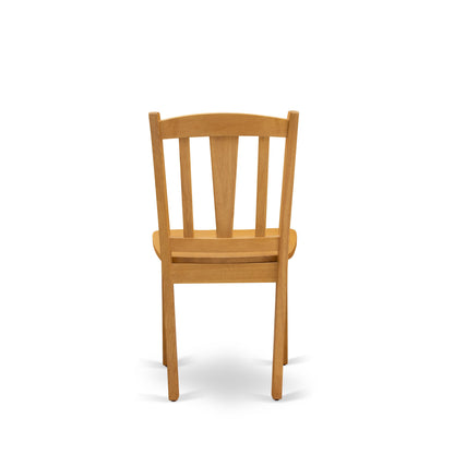 3-Piece Oak Dining Set with Round Table & 2 Slat-Back Chairs