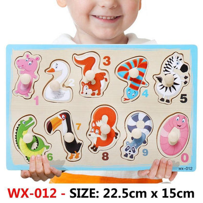 New Hand Grab Board Wooden Puzzle Toys for Children Cartoon Animal Fruit  Kids Baby Early Educational Learning Toy