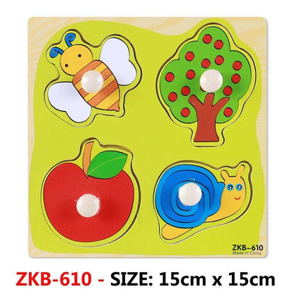 New Hand Grab Board Wooden Puzzle Toys for Children Cartoon Animal Fruit  Kids Baby Early Educational Learning Toy