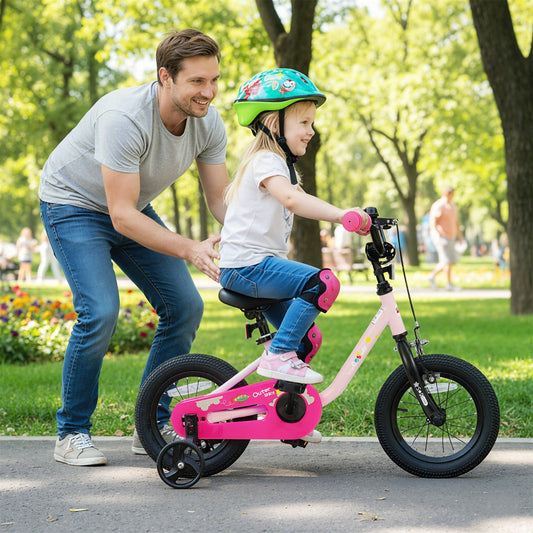 Pink Kids' Bicycle with Training Wheels – 12/14/16-Inch