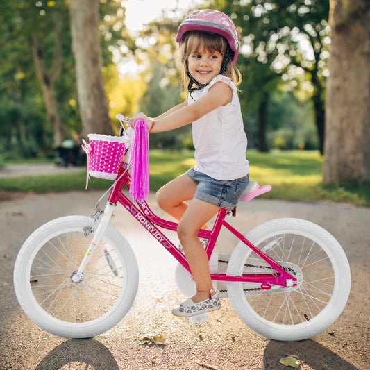 18-Inch Pink Kids' Bicycle with Training Wheels & Basket