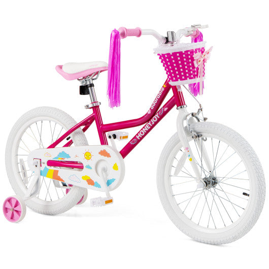 18-Inch Pink Kids' Bicycle with Training Wheels & Basket