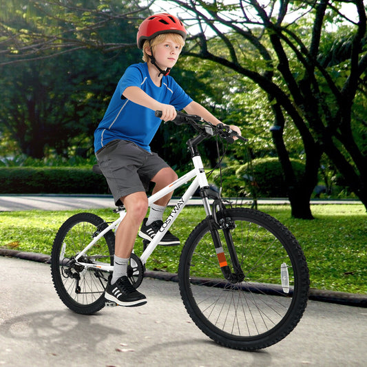 White Kids' & Youth Mountain Bicycle – 20/24-Inch, 6-Speed