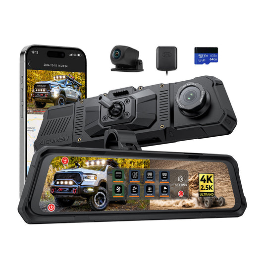 The Legend 2CH Waterproof Mirror Dash Cam, 4K+2.5K