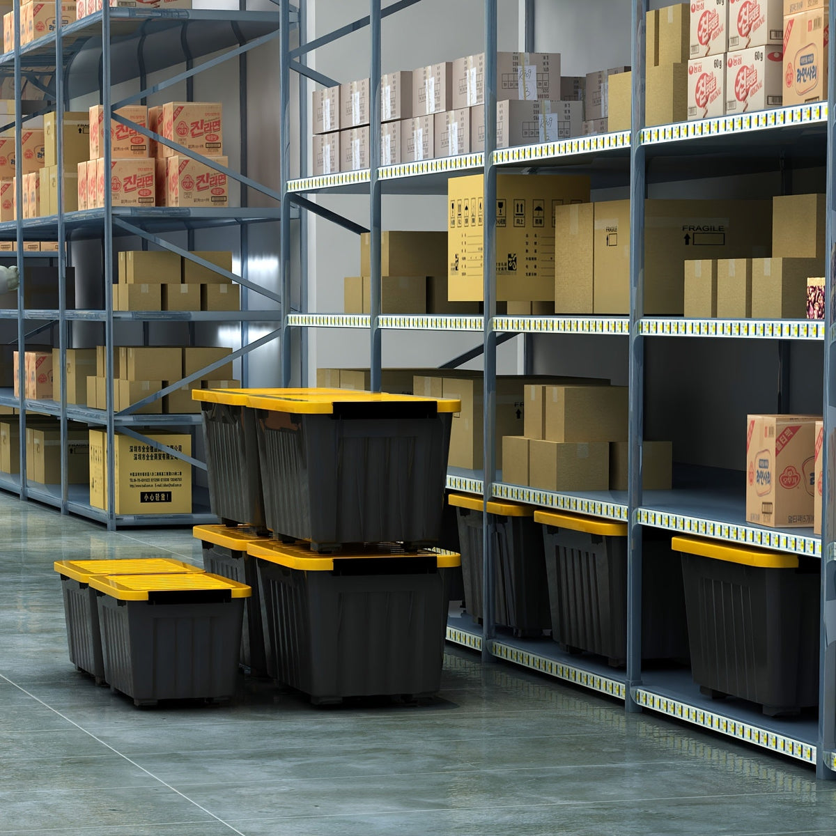 Stackable Storage Bins with Wheels and Lids – 72/97 Qt