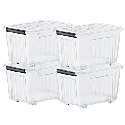 Stackable Storage Bins with Wheels and Lids – 72/97 Qt