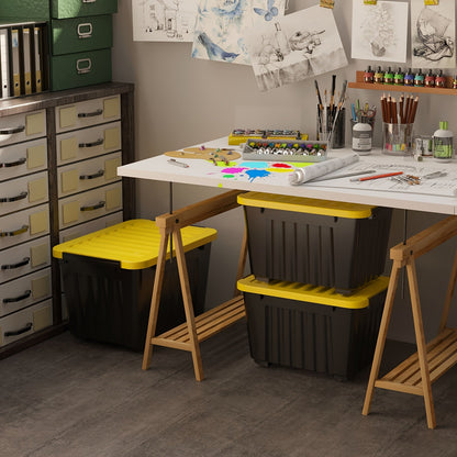 Stackable Storage Bins with Wheels and Lids – 72/97 Qt
