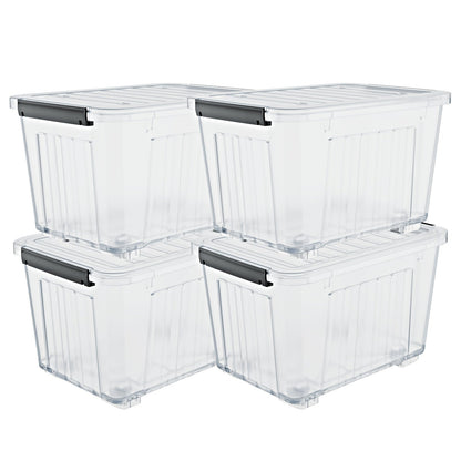 Stackable Storage Bins with Wheels and Lids – 72/97 Qt