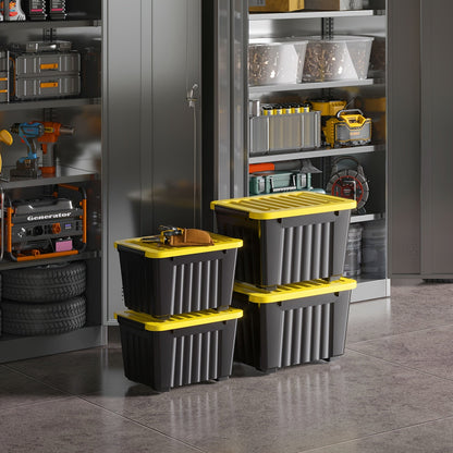 Stackable Storage Bins with Wheels and Lids – 72/97 Qt