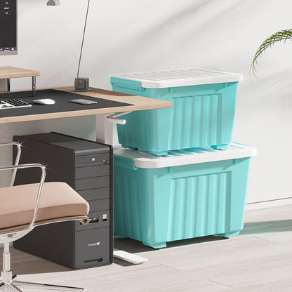 Stackable Storage Bins with Wheels and Lids – 72/97 Qt