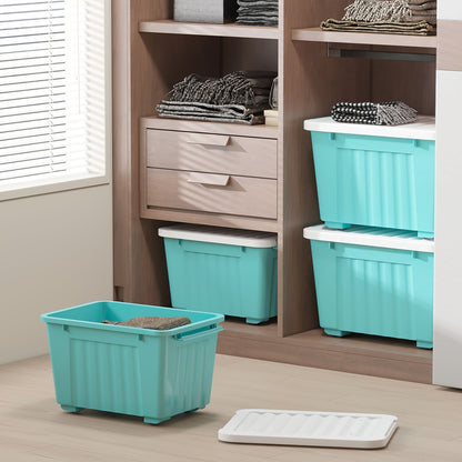 Stackable Storage Bins with Wheels and Lids – 72/97 Qt