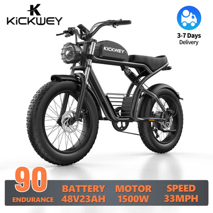 Kickwey K7 1500W 48V Fat Tire Electric Bike | GYZMOGENIX