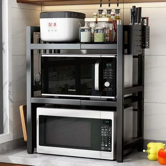 Adjustable Kitchen Microwave Shelf and Countertop Organizer