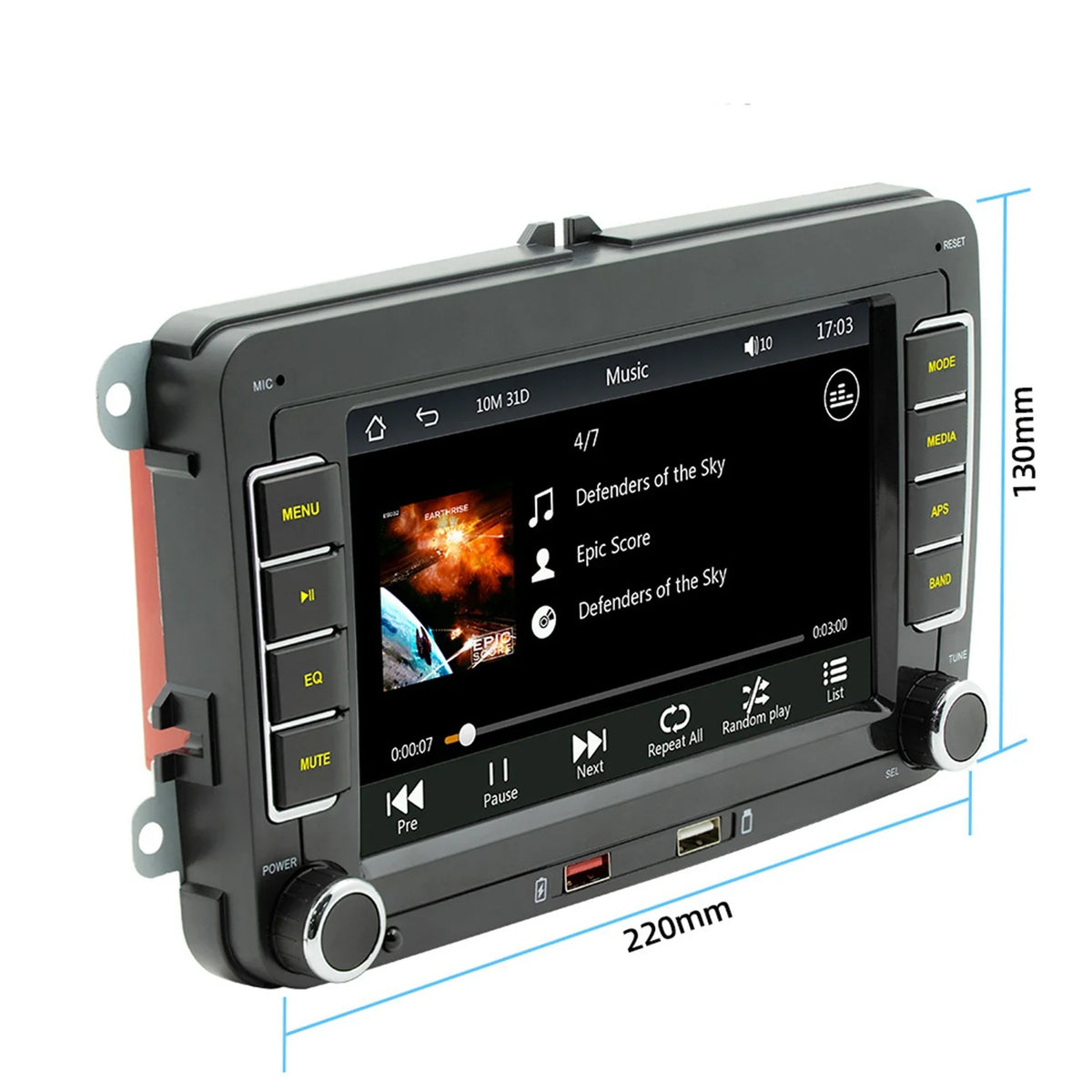 7 Inch Car Stereo MP5 Player Touchcreen BT AM/FM Radio Receiver with Android Auto Carplay Support Hands-Free Calling USB Charge