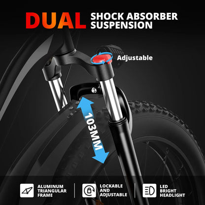 AMYET EB26 1000W 48V Fat Tire Electric Bike | GYZMOGENIX