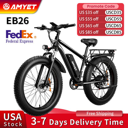 AMYET EB26 1000W 48V Fat Tire Electric Bike | GYZMOGENIX