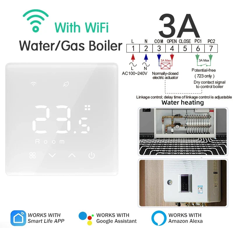 WiFi Thermostat for Electric Floor Heating Water/Gas Boiler Smart Tuya Programmable Temperature Controller Google Home Alexa
