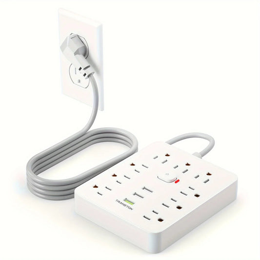 TRANSTON   Power strip with Surge Protector, 9 power strip   3 USB Ports,5ft Extension Cord, Quick Charge, For Home and Off