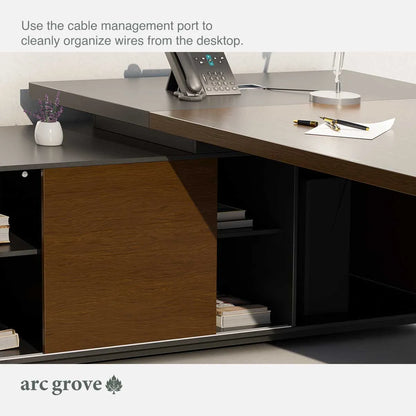 Hershey L-Shaped Executive Desk with Lockable Storage