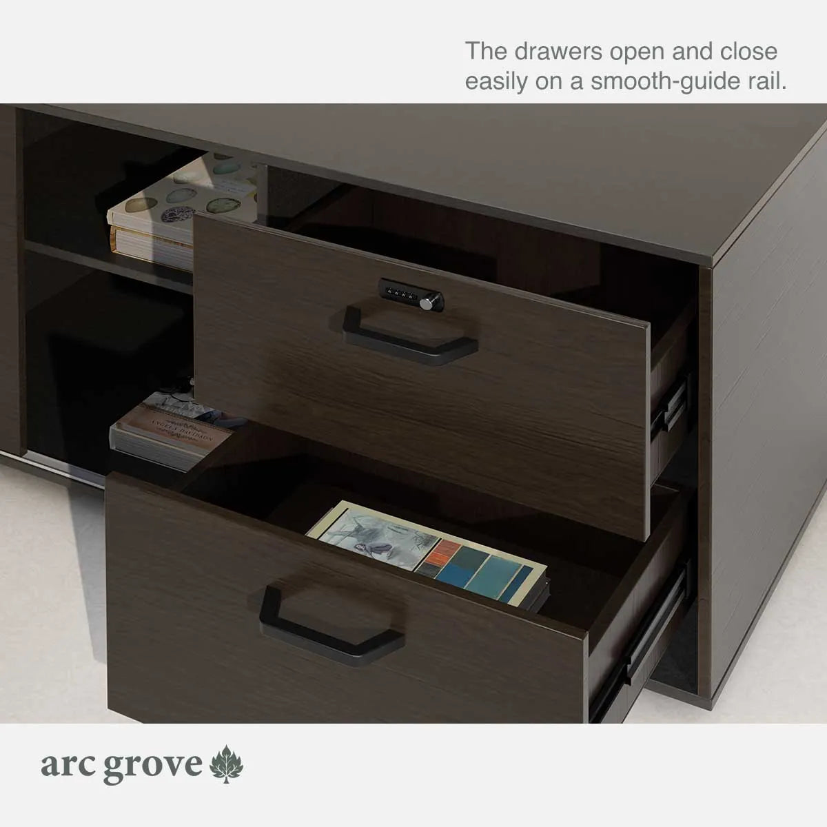 Hershey L-Shaped Executive Desk with Lockable Storage