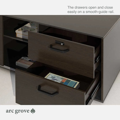 Hershey L-Shaped Executive Desk with Lockable Storage
