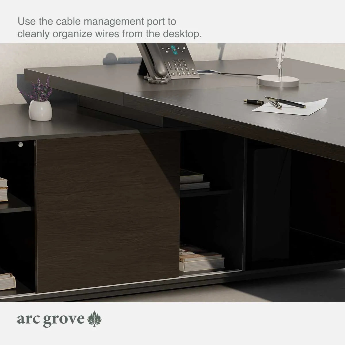 Hershey L-Shaped Executive Desk with Lockable Storage