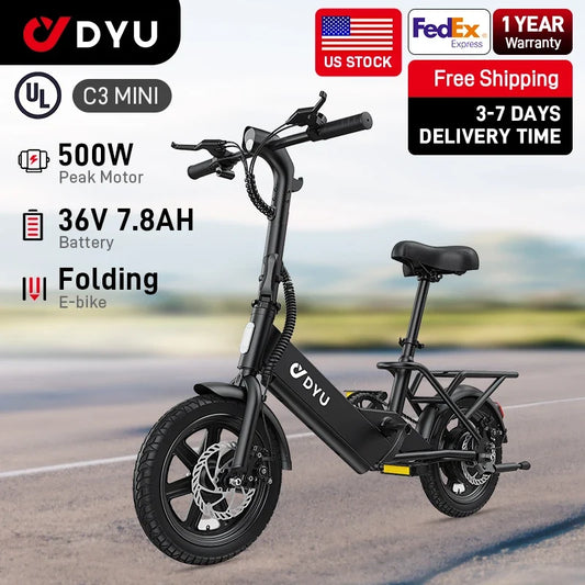 【1 Year Warranty】DYU C3 14-Inch Folding Electric Bike | GYZMOGENIX