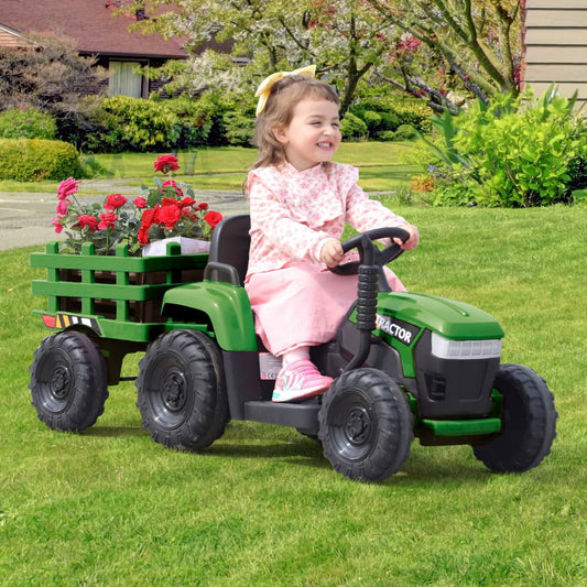 TOBBI 12V Electric Kids Ride-On Tractor with Trailer