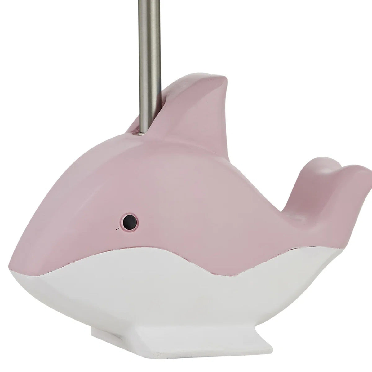 15-Inch Dolphin Table Lamp, Pink Resin Base with White Linen Shade