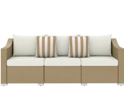 Outdoor Rattan Sofa with Cushions & Throw Pillows