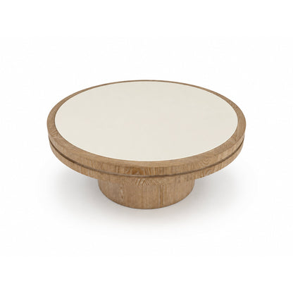 34.25-Inch Square Coffee Table with MDF Pedestal, Gold