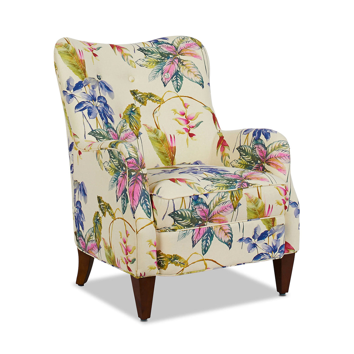 Paradise Upholstered Arm Chair, Off-White Floral, Beige Fabric
