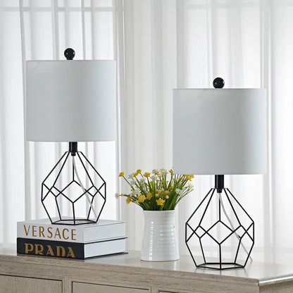 Modern Forged Iron Table Lamp, 19-Inch, Black with Rotary Switch