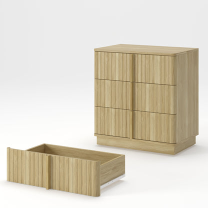 Vertical Stripe 3-Drawer Nightstand, Natural MDF, 25.39-Inch