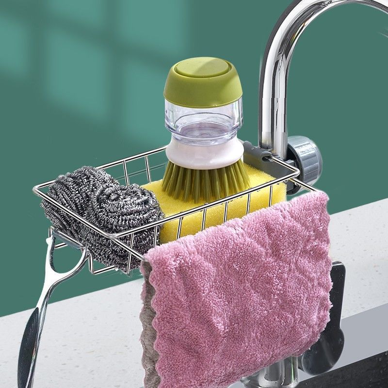 Adjustable Sink Faucet Organizer with Drain Rack