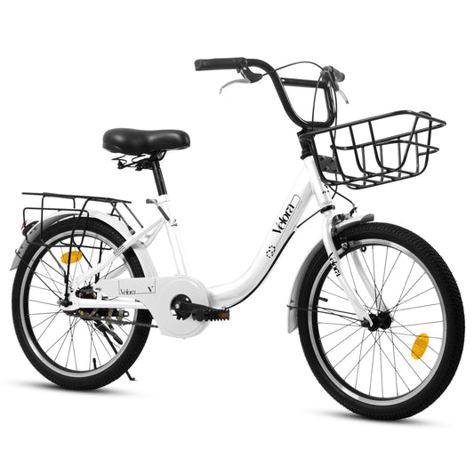 20-Inch White Kids' City Bicycle – Single Speed & Coaster Brake