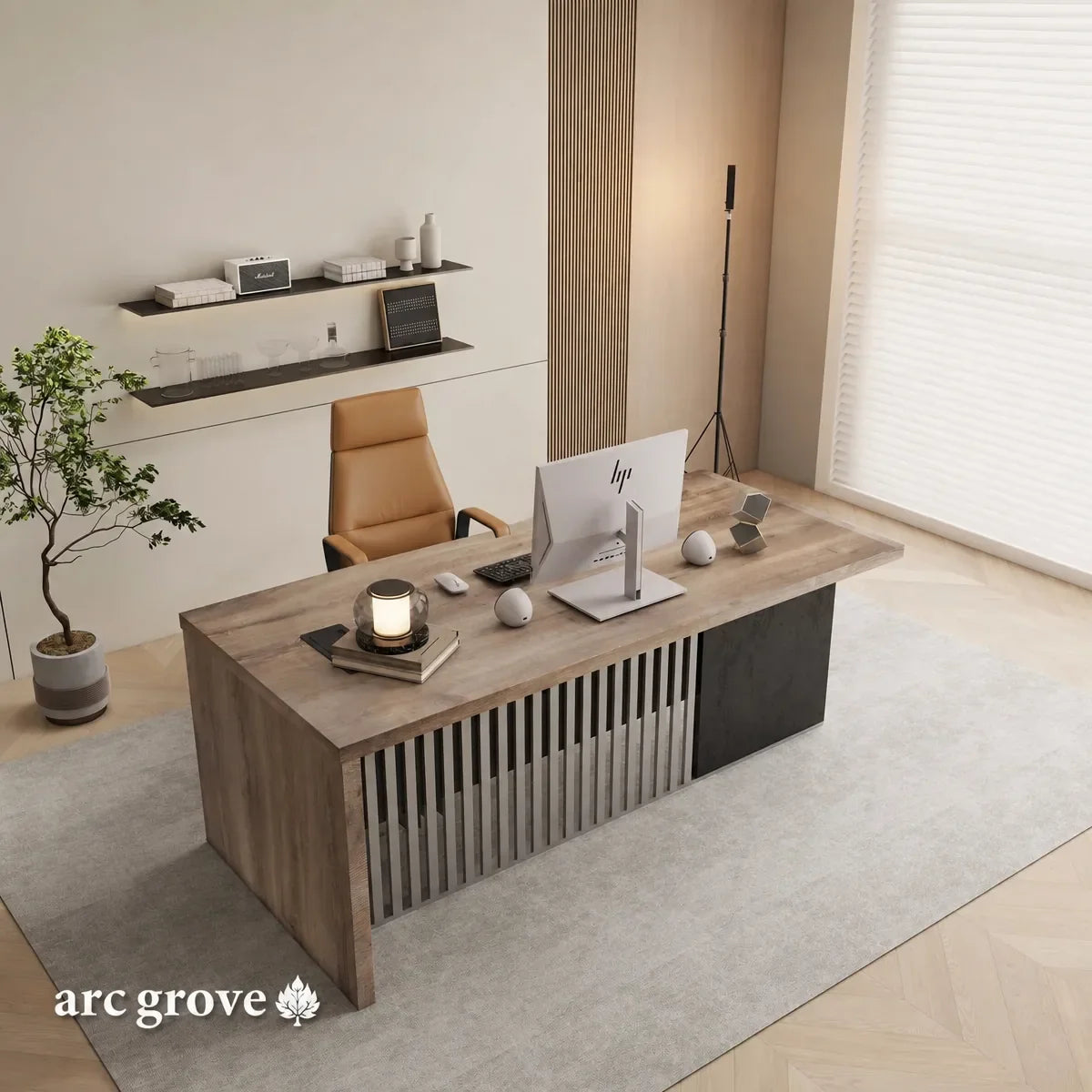 Croft Compact Executive Desk with Cable Management