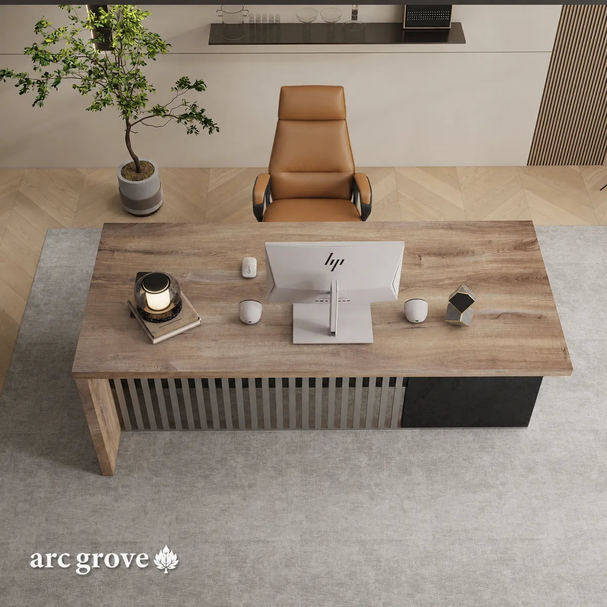 Croft Compact Executive Desk with Cable Management